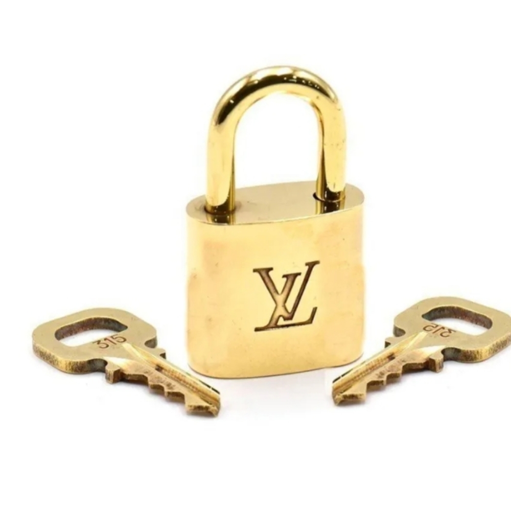 Louis Vuitton MINT COND PadLock Lock & 2 Keys Brass Gold Authentic Number 315